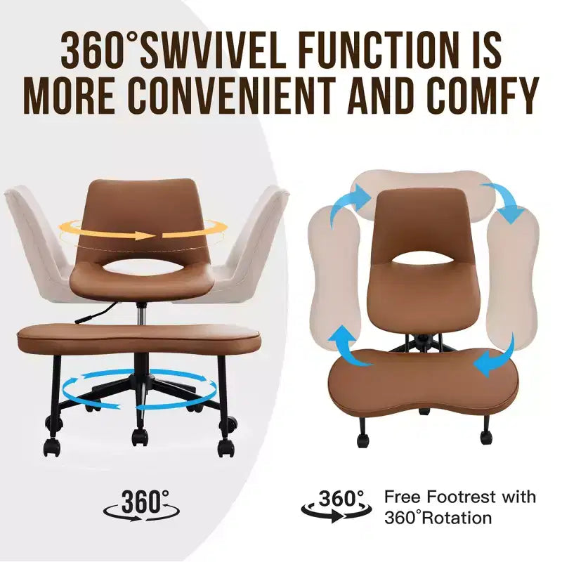 Sedia ergonomica con gambe incrociate in pelle sintetica PU, altezza regolabile, supporto lombare, girevole a 360°, sedile ampio incrociato, ruote per meditazione yoga ADHD