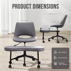 Sedia ergonomica con gambe incrociate in pelle sintetica PU, altezza regolabile, supporto lombare, girevole a 360°, sedile ampio incrociato, ruote per meditazione yoga ADHD