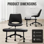 Sedia ergonomica con gambe incrociate in pelle sintetica PU, altezza regolabile, supporto lombare, girevole a 360°, sedile ampio incrociato, ruote per meditazione yoga ADHD