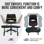 Sedia ergonomica con gambe incrociate in pelle sintetica PU, altezza regolabile, supporto lombare, girevole a 360°, sedile ampio incrociato, ruote per meditazione yoga ADHD