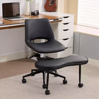 Sedia ergonomica con gambe incrociate in pelle sintetica PU, altezza regolabile, supporto lombare, girevole a 360°, sedile ampio incrociato, ruote per meditazione yoga ADHD