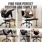 Sedia ergonomica con gambe incrociate in pelle sintetica PU, altezza regolabile, supporto lombare, girevole a 360°, sedile ampio incrociato, ruote per meditazione yoga ADHD