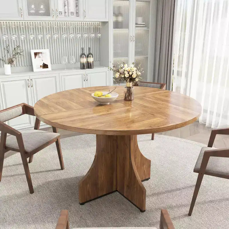 Tavolo da pranzo moderno per 4-6 persone, tavolo rotondo da 120 cm per cucina e sala da pranzo, ripiano portaoggetti integrato, piedini regolabili, facile da montare e pulire