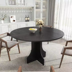 Tavolo da pranzo moderno per 4-6 persone, tavolo rotondo da 120 cm per cucina e sala da pranzo, ripiano portaoggetti integrato, piedini regolabili, facile da montare e pulire