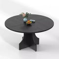 Modern Dining Table for 4-6, 47-Inch Round Table for Kitchen & Dining Room, Built-in Storage Shelf, Adjustable Feet, Easy to Assemble & Clean