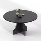 Modern Dining Table for 4-6, 47-Inch Round Table for Kitchen & Dining Room, Built-in Storage Shelf, Adjustable Feet, Easy to Assemble & Clean