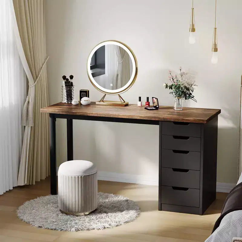 Ampia Scrivania da Ufficio a 5 Cassetti  Moderno Tavolo da Scrittura per Computer con Ampio Spazio di Archiviazione, Robusto per Casa o Ufficio