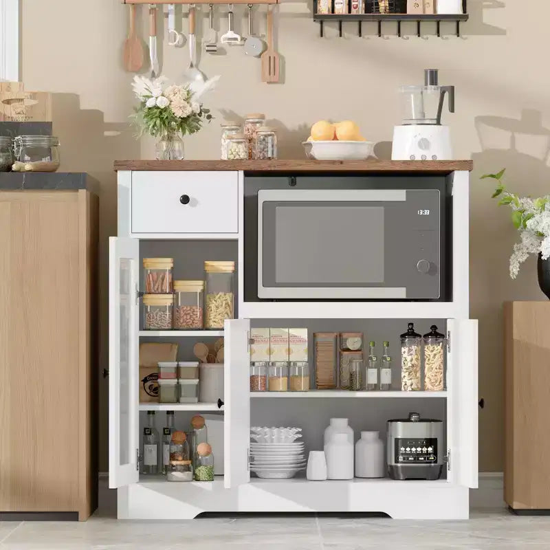 Modern Kitchen Microwave Cabinet, Adjustable Shelves, Ample Storage, for Kitchen, Dining Room, Living Room