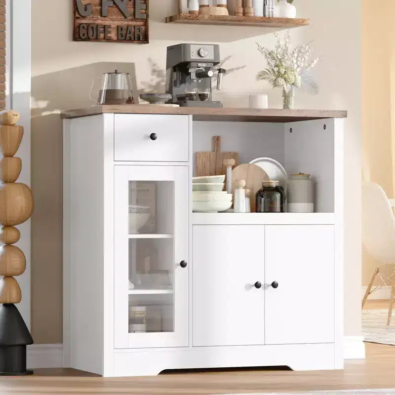 Mobile per Microonde da Cucina Moderno, Ripiani Regolabili, Ampio Spazio Contenitivo, per Cucina, Sala da Pranzo, Soggiorno