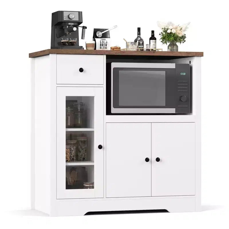 Mobile per Microonde da Cucina Moderno, Ripiani Regolabili, Ampio Spazio Contenitivo, per Cucina, Sala da Pranzo, Soggiorno