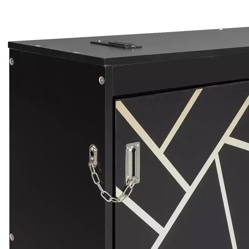 Polibi Letto Murphy Pieghevole Lateralmente con Luce LED Sottopavimento, Parte Superiore con Alimentazione USB e Parte Anteriore con Stampa Geometrica