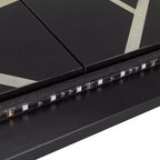 Polibi Letto Murphy Pieghevole Lateralmente con Luce LED Sottopavimento, Parte Superiore con Alimentazione USB e Parte Anteriore con Stampa Geometrica