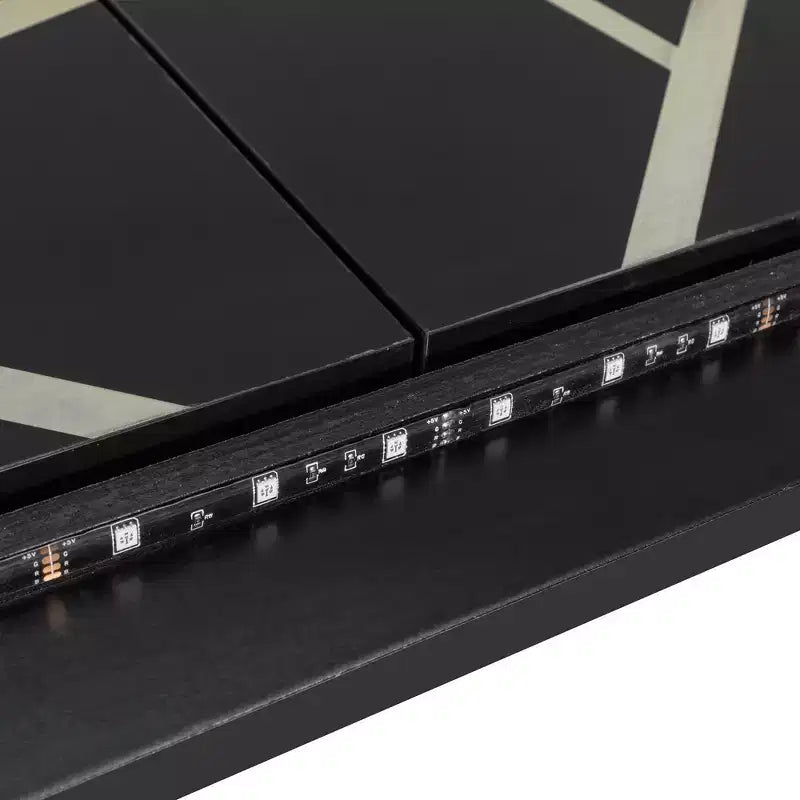 Polibi Letto Murphy Pieghevole Lateralmente con Luce LED Sottopavimento, Parte Superiore con Alimentazione USB e Parte Anteriore con Stampa Geometrica