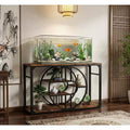 Industrial O-Shaped Console Table - 5-Tier Narrow Entryway Table with Storage Shelves - Rustic Farmhouse Sofa Table for Hallway & Living Room