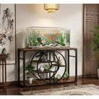 Industrial O-Shaped Console Table - 5-Tier Narrow Entryway Table with Storage Shelves - Rustic Farmhouse Sofa Table for Hallway & Living Room