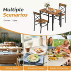 Set da pranzo 3 pezzi Zevemomo per 2 persone con tavolino e 2 sedie con schienale curvo per piccoli appartamenti, cucine, marrone