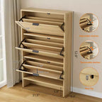 Scarpiera a Scomparsa con Ante a Ribalta e Design Scanalato, 32" L, Mobile Scarpiera a 3 Cassetti, Salvaspazio per Ingresso, Corridoio, Appartamento