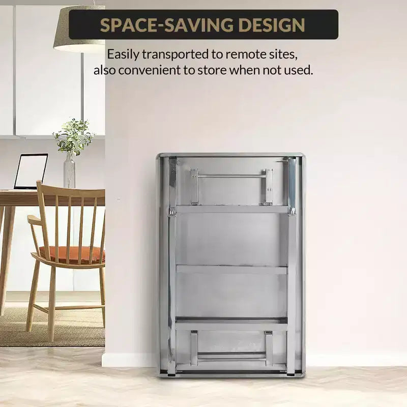 Garvee Tavolo Pieghevole in Acciaio Inossidabile, Tavolo di Servizio 36 x 24 con Piedino Regolabile per Cucina, Ristoranti, Argento