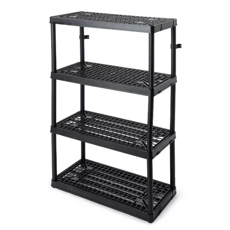 Gracious Living 4 Shelf Fixed Height Ventilated Heavy Duty Storage Unit 18 x 36 x 54.5 Organizer System for Home, Garage, Basement, & Laundry, Black