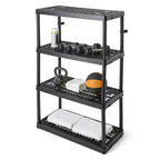 Unità di archiviazione Gracious Living a 4 ripiani, altezza fissa, ventilata, per carichi pesanti, 18 x 36 x 54,5, sistema organizer per casa, garage, seminterrato e lavanderia, nero