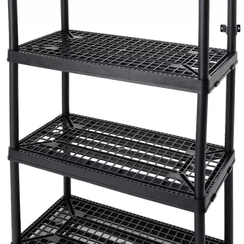 Unità di archiviazione Gracious Living a 4 ripiani, altezza fissa, ventilata, per carichi pesanti, 18 x 36 x 54,5, sistema organizer per casa, garage, seminterrato e lavanderia, nero