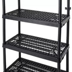 Unità di archiviazione Gracious Living a 4 ripiani, altezza fissa, ventilata, per carichi pesanti, 18 x 36 x 54,5, sistema organizer per casa, garage, seminterrato e lavanderia, nero