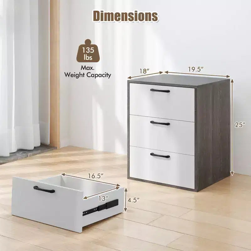 Cassettiera Costway 1/2 pezzi con 3 cassetti Mobiletto organizer con ampio spazio di archiviazione