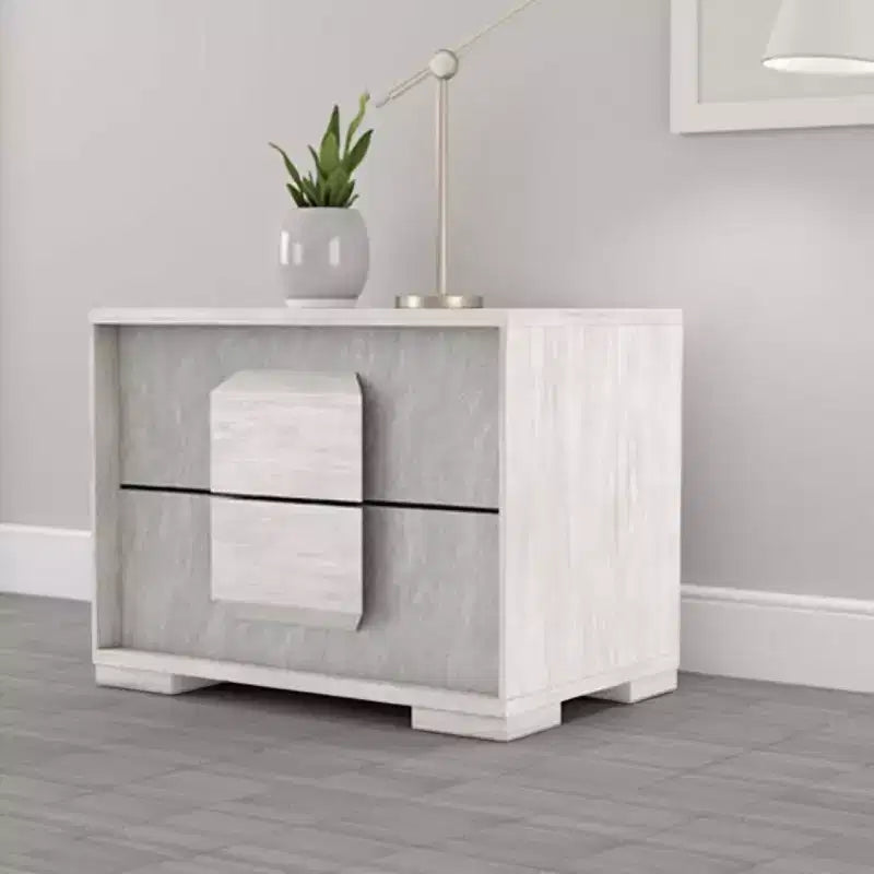 Royal Hampton Nomi Nightstand, 2 Drawers and Melamine Top, Stone Gray Front, 24 Inch