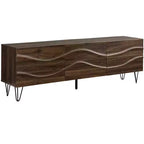 Mobile TV JVNOCK da 72 pollici, con console in stile moderno di metà secolo, centro multimediale in laminato marrone scuro con cassetti e ante contenitori