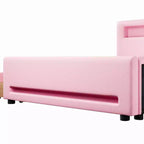GDFStudio Torres Letto a Piattaforma Imbottito con Cassetto, Striscia LED, Porta USB