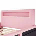 GDFStudio Torres Letto a Piattaforma Imbottito con Cassetto, Striscia LED, Porta USB