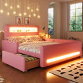 GDFStudio Torres Upholstered Platform Bed with Drawer, LED Light Strip, USB Port