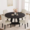 47 in Round Large Dining Table Set for 4 to 6, Farmhouse Dinner Table with Wooden Top and Legs for Home Dining Room or Living Room