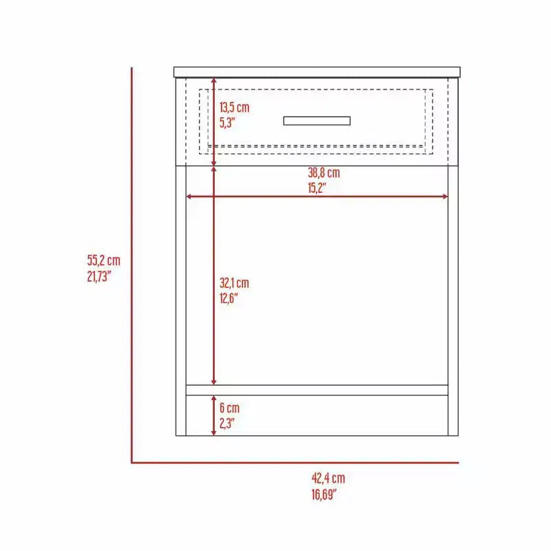 Con un design pulito e moderno, questo comodino 21H, con un cassetto, ripiano inferiore e ripiano superiore, di colore grigio chiaro, offre una soluzione pratica per riporre oggetti ed è robusto.
