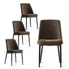 Set di 4 moderne sedie da sala da pranzo imbottite, sedie da cucina in tessuto ciniglia con gambe in metallo nero per la sala da pranzo in famiglia-Panipeachy