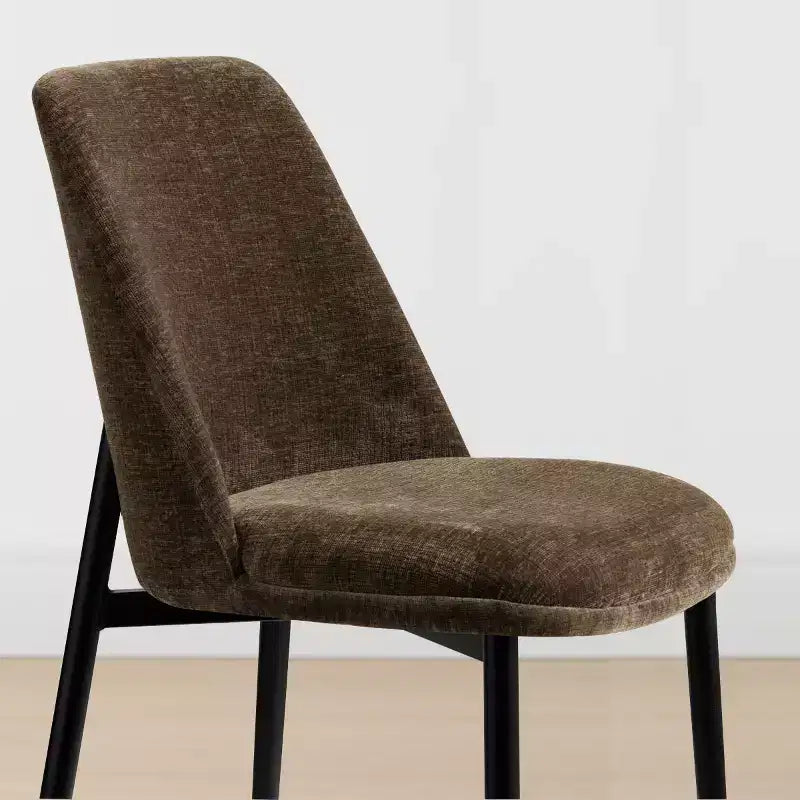 Set di 4 moderne sedie da sala da pranzo imbottite, sedie da cucina in tessuto ciniglia con gambe in metallo nero per la sala da pranzo in famiglia-Panipeachy