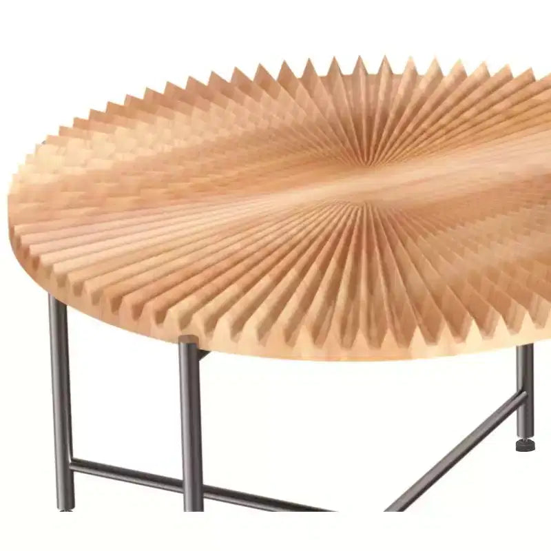 Set 2 tavolini da caffè e tavolino d'appoggio con motivo radiale - MDF impermeabile con rivestimento in PVC, design cilindrico anticato, cedro rosso-marrone