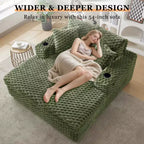 Poltrona Chaise Longue Extra Large, Divano Letto Imbottito da 152 cm con Braccioli e Cuscini, Accogliente Poltrona Reclinabile per Soggiorno e Camera da Letto