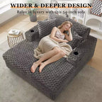 Poltrona Chaise Longue Extra Large, Divano Letto Imbottito da 152 cm con Braccioli e Cuscini, Accogliente Poltrona Reclinabile per Soggiorno e Camera da Letto