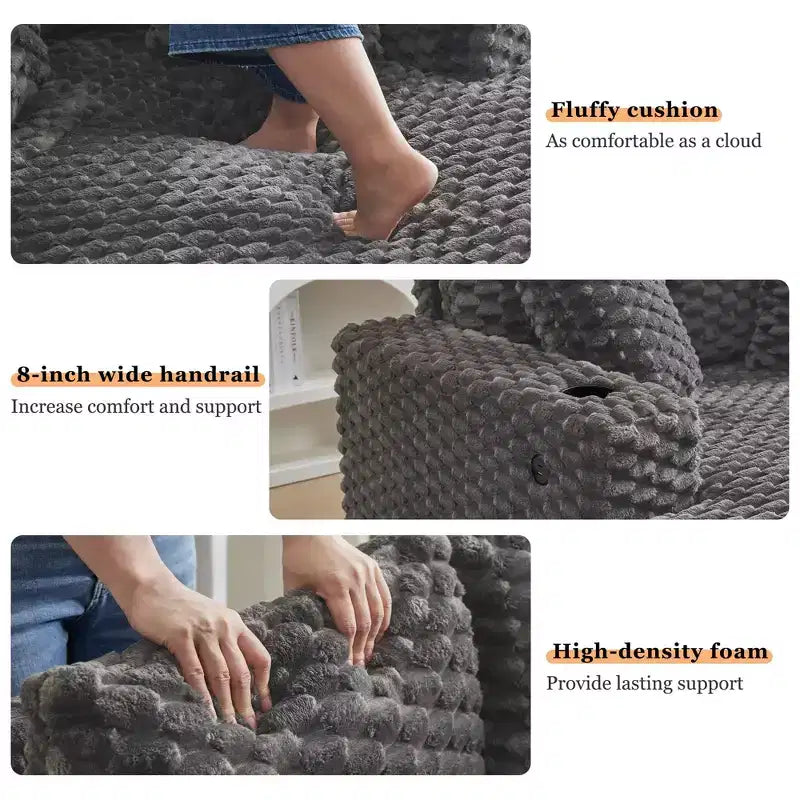 Poltrona Chaise Longue Extra Large, Divano Letto Imbottito da 152 cm con Braccioli e Cuscini, Accogliente Poltrona Reclinabile per Soggiorno e Camera da Letto