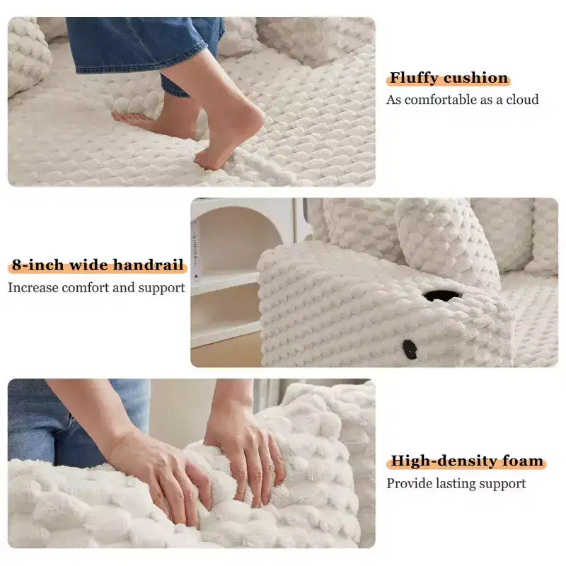Poltrona Chaise Longue Extra Large, Divano Letto Imbottito da 152 cm con Braccioli e Cuscini, Accogliente Poltrona Reclinabile per Soggiorno e Camera da Letto
