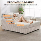 Poltrona Chaise Longue Extra Large, Divano Letto Imbottito da 152 cm con Braccioli e Cuscini, Accogliente Poltrona Reclinabile per Soggiorno e Camera da Letto