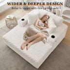Oversized Chaise Lounge Chair, 60 Inch Upholstered Sofa Bed with Armrests and Throw Pillows, Cozy Reading Sleeper Chair for Living Room Bedroom