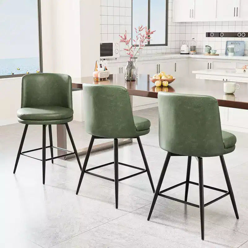Karl Home Contemporary Bar Stool set of 2 Swivel Feature, PU Leather & Durable Quality