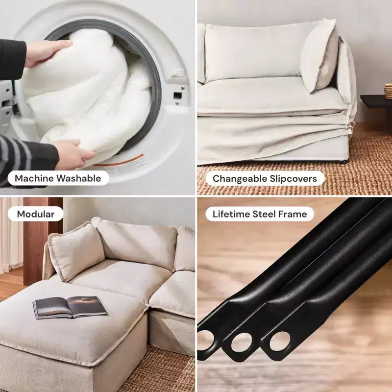 Divano componibile a U a 4 posti Anabei Modular Washable | Seduta Deluxe+ e cuscino Cloud