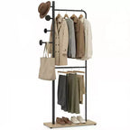 Costway Double Rods Clothes Hanging Rack Freestanding Clothes Organizer Garment Rack