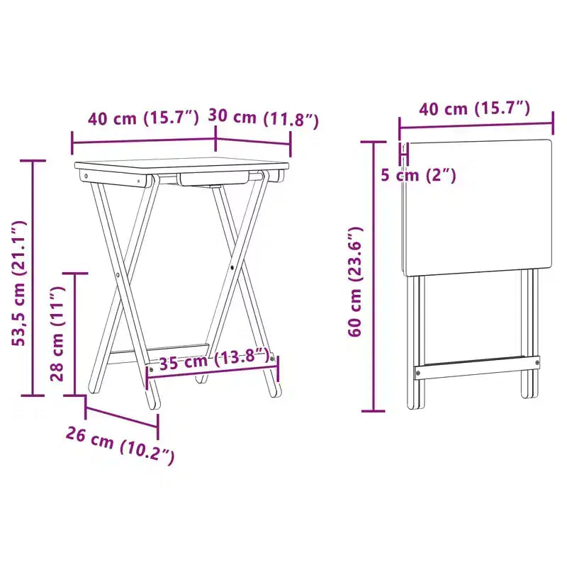 vidaXL Tavolo da Cucina Pieghevole Naturale 40 x 30 x 53,5 cm in Bambù