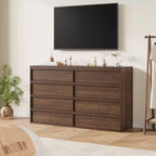 Cassettiera da camera a 8 cassetti in noce, cassettiera a 8 cassetti larga 137 cm con design senza maniglie, organizer moderno per armadio per camera da letto, soggiorno, cameretta dei bambini