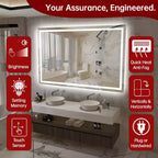 SUMERAIN 55x36 Specchio da Bagno Anti-Appannamento Dimmerabile Continuo a LED Specchio da Parete per Lavabo in Vetro Temperato con Certificazione ETL