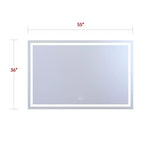 SUMERAIN 55x36 Specchio da Bagno Anti-Appannamento Dimmerabile Continuo a LED Specchio da Parete per Lavabo in Vetro Temperato con Certificazione ETL